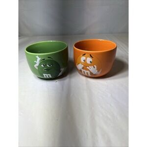 Green Orange M&M Candy Bowls Dish Snack Nuts Limited Edition Mars 2021 Set Of 2